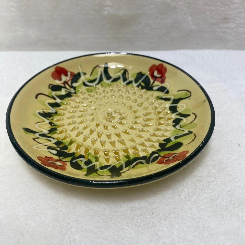 VTG Rupi Handmade Ceramic 1980 Garlic Grater Plate Hand‎ Painted Pottery Spain